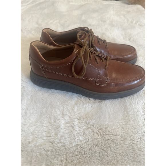 Clarks Mens Un Abode Ease Oxfords Shoes Solid Brown Leather Lace Up 10 - Picture 4 of 11